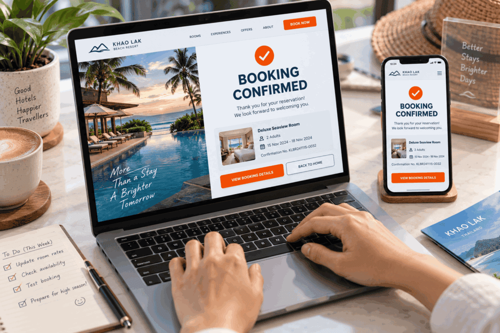 Testing a direct booking on a hotel website connected to a channel manager