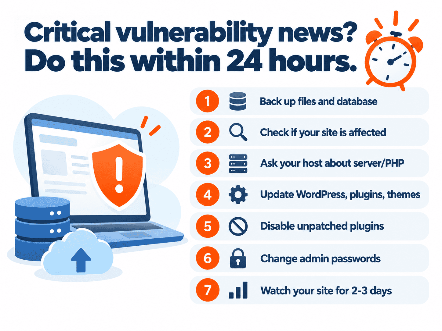 Seven-step checklist for website owners when a critical vulnerability is announced