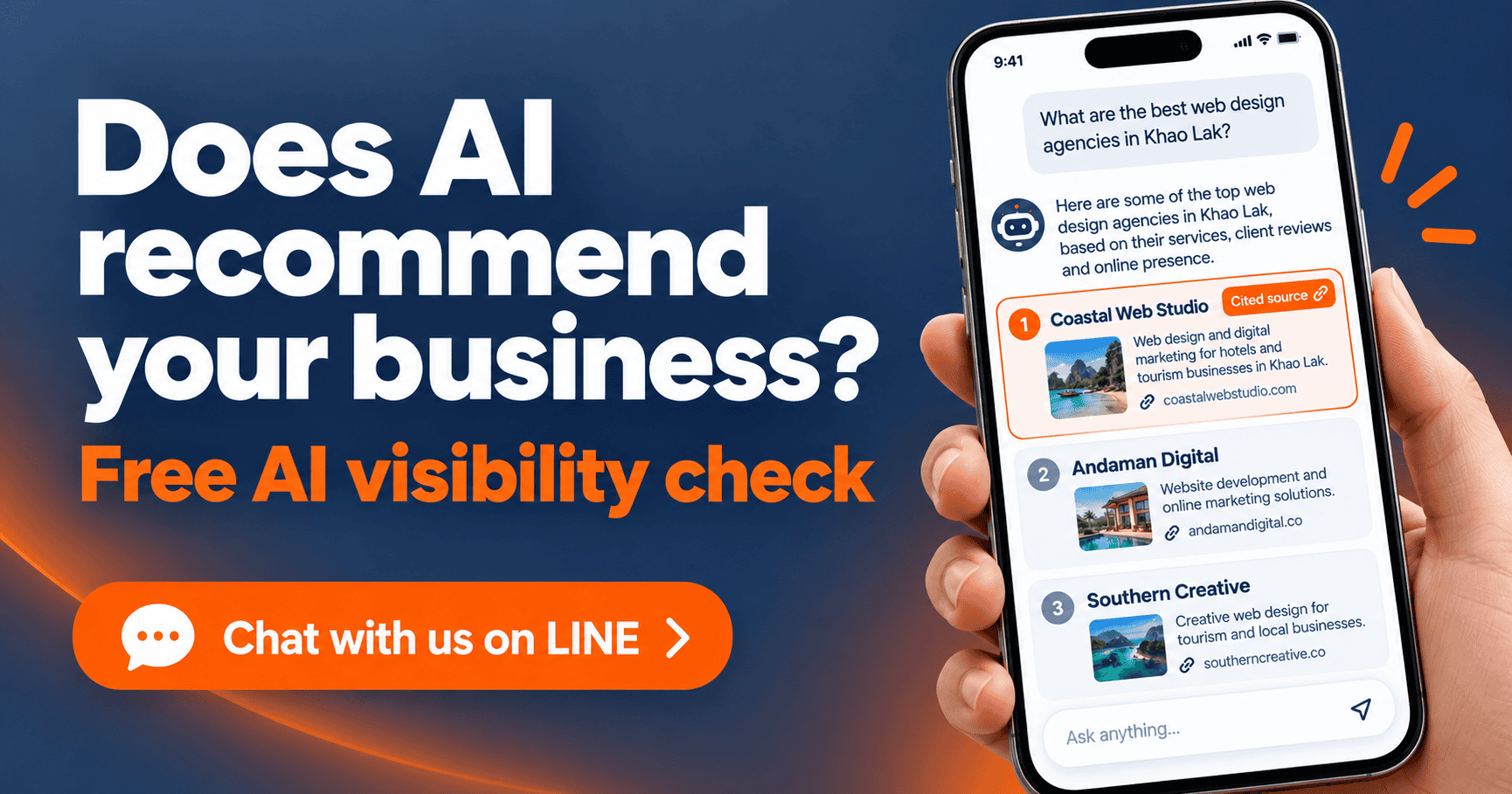Chat with Deemmi on LINE to check if AI recommends your business