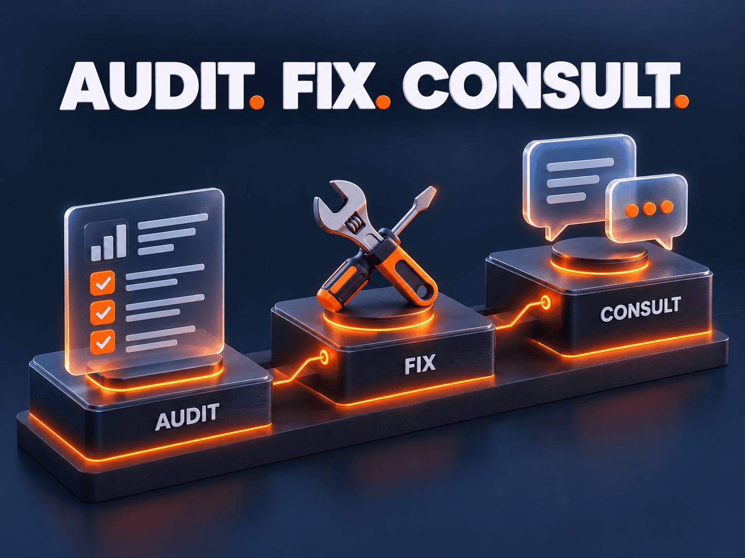 Three-step website repair process: audit, fix and consult